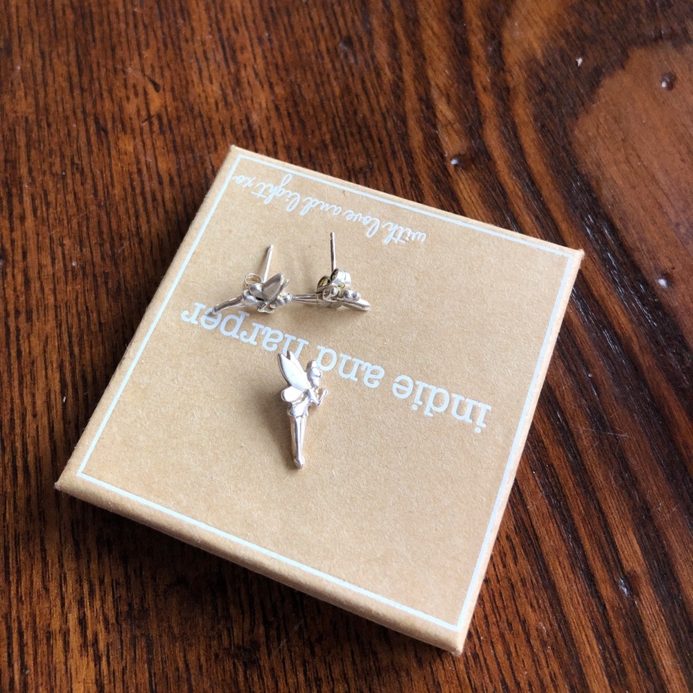Tinker Bell earrings and necklace charm